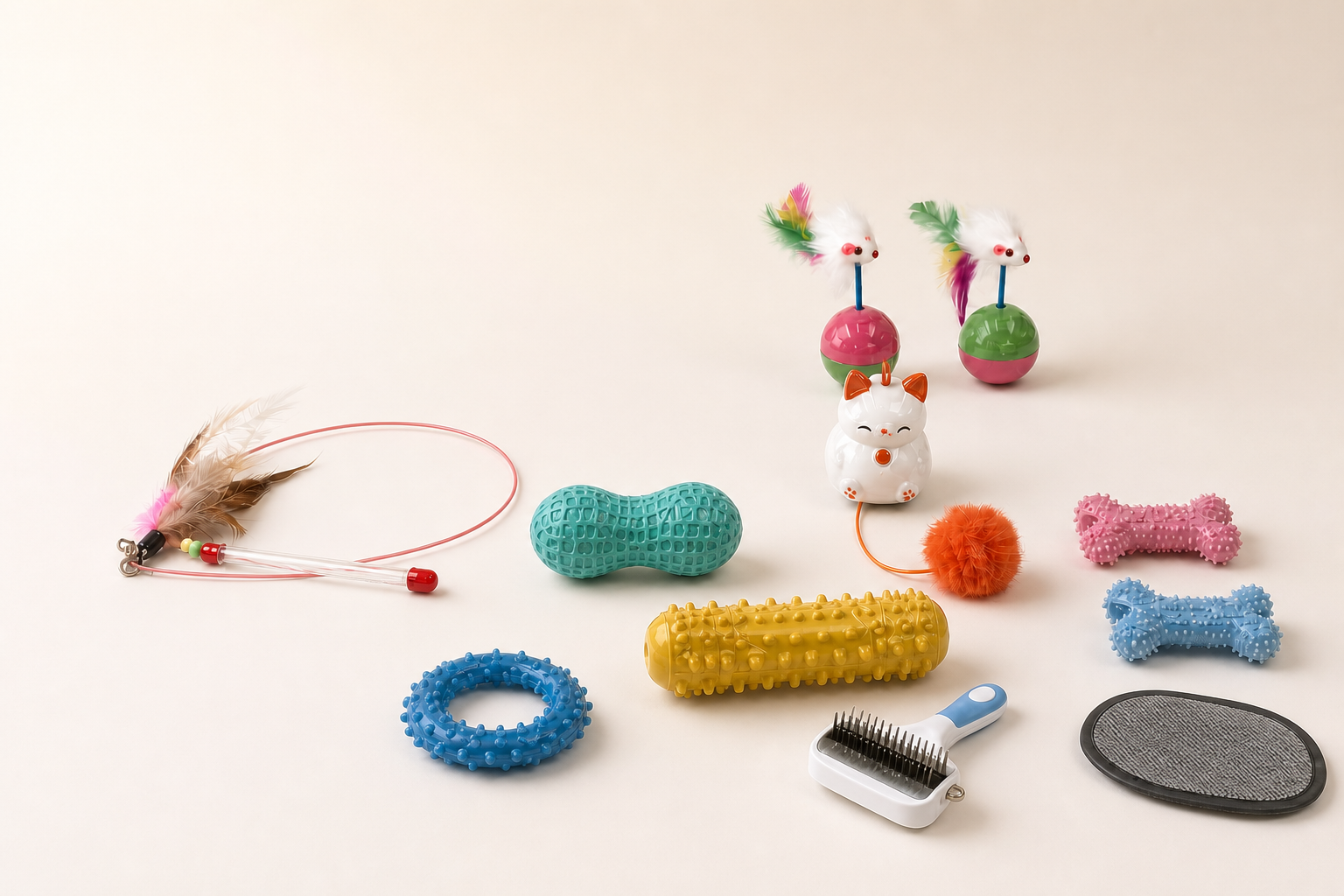 A selection of real pet toy samples available for sourcing